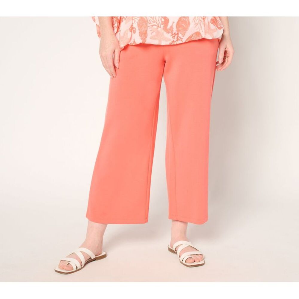 Belle by Kim Gravel Women's Pants Sz XL ScubaLuxe Gaucho Pant Pink A679967